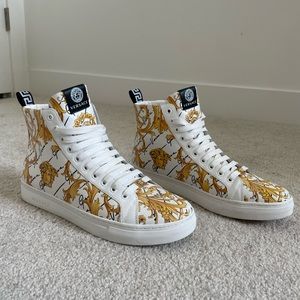 Versace Men’s Leather Baroque Medusa Print High Top Sneakers Size 10 (43)